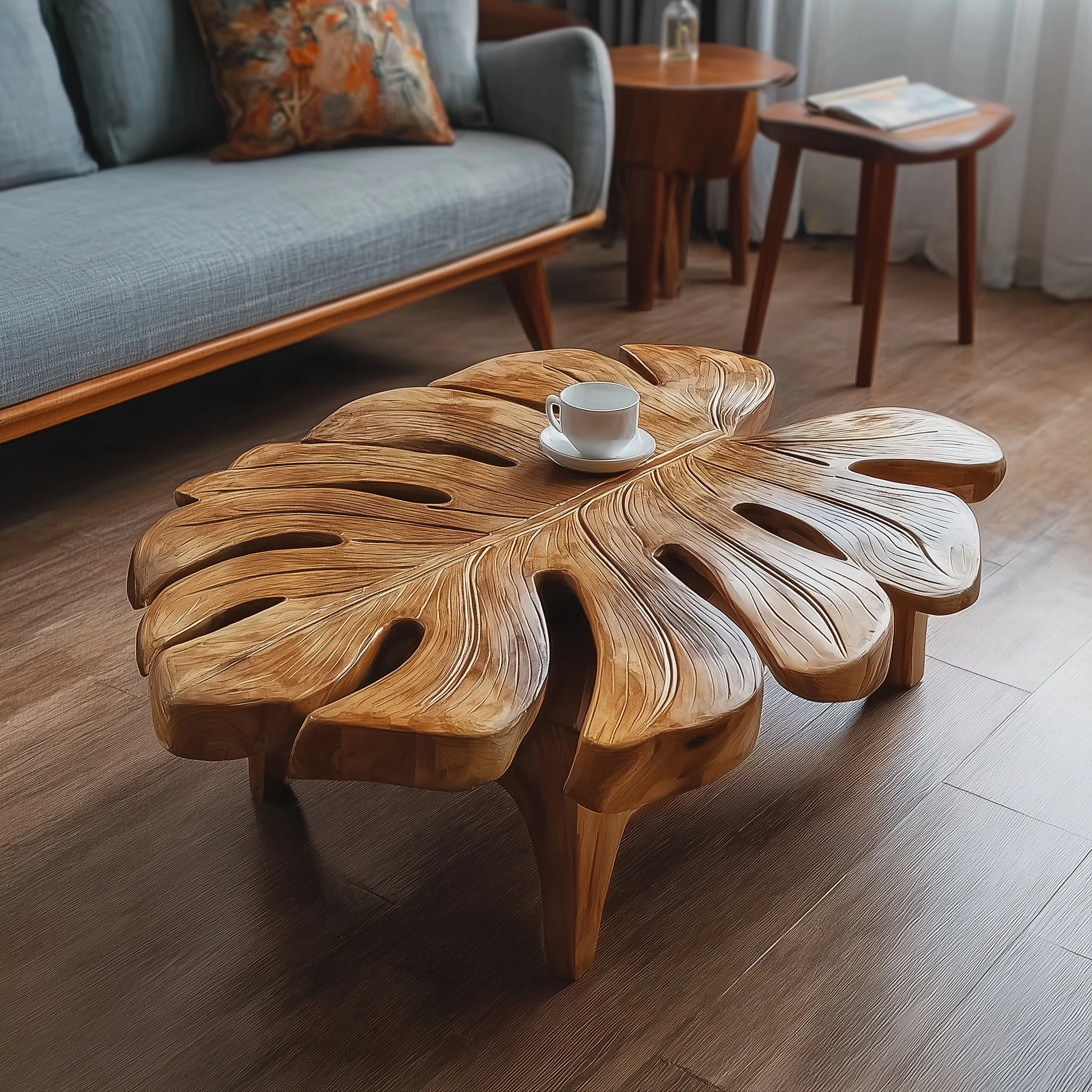 Handgemaakte Salontafel van Massief Hout – Boho & Modern Design