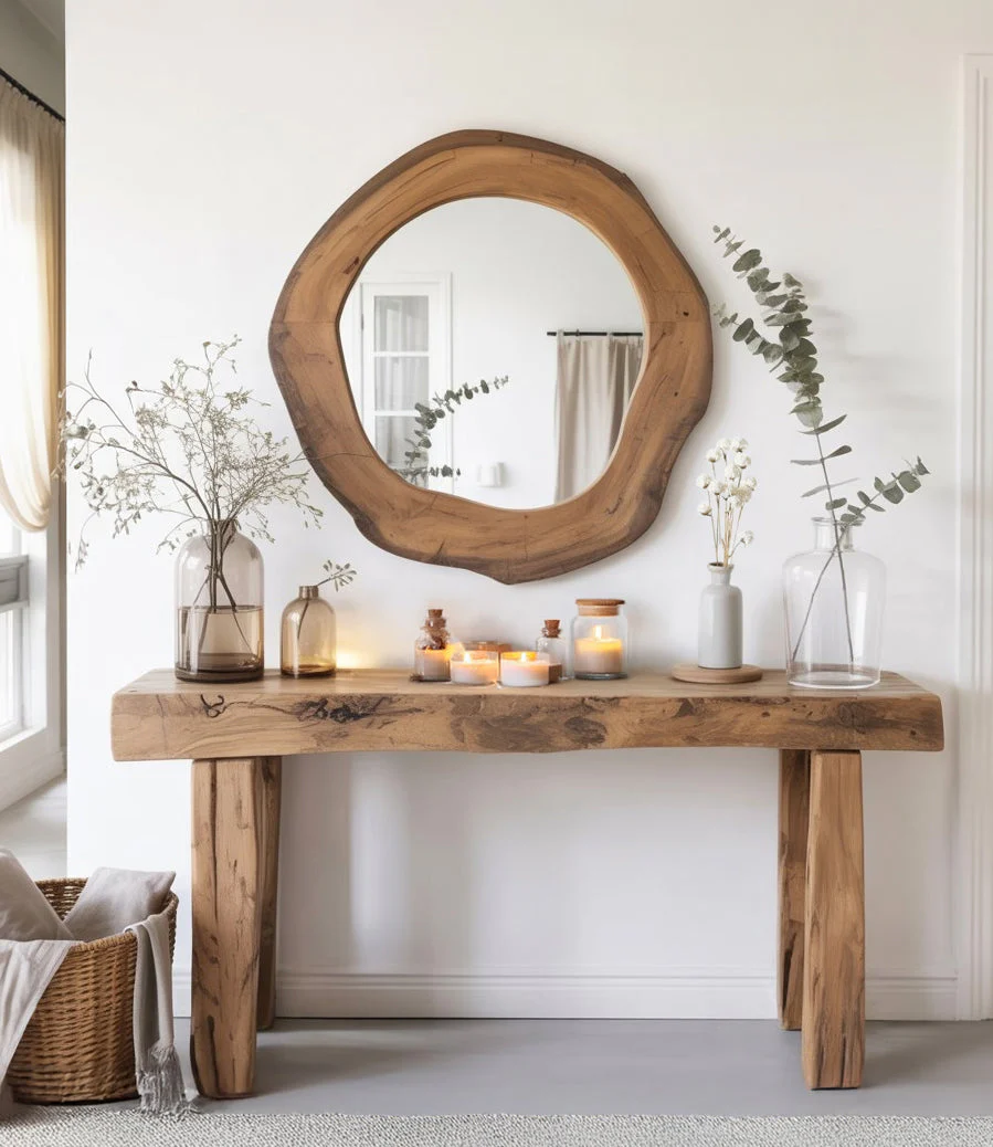 Handgemaakte Consoletafel van Gerecycled Hout – Rustieke Haltafel met Natuurlijke Afwerking
