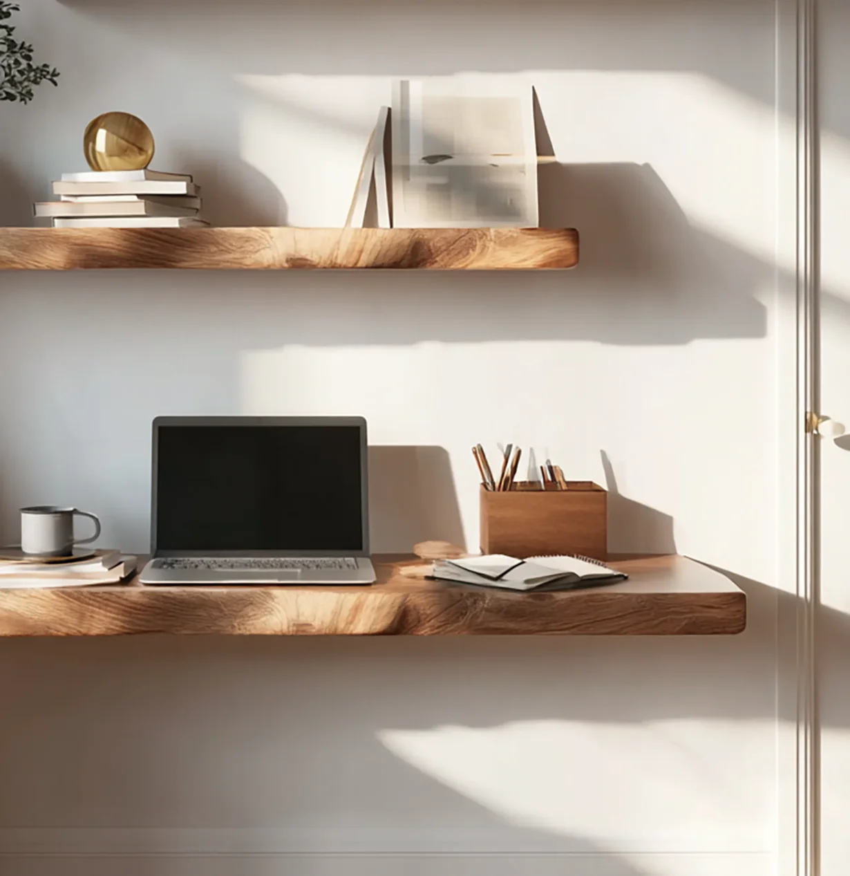 Rustieke Houten Boekenkast – Handgemaakte Boomplank, Uniek Cadeau voor Thuisdecoratie
