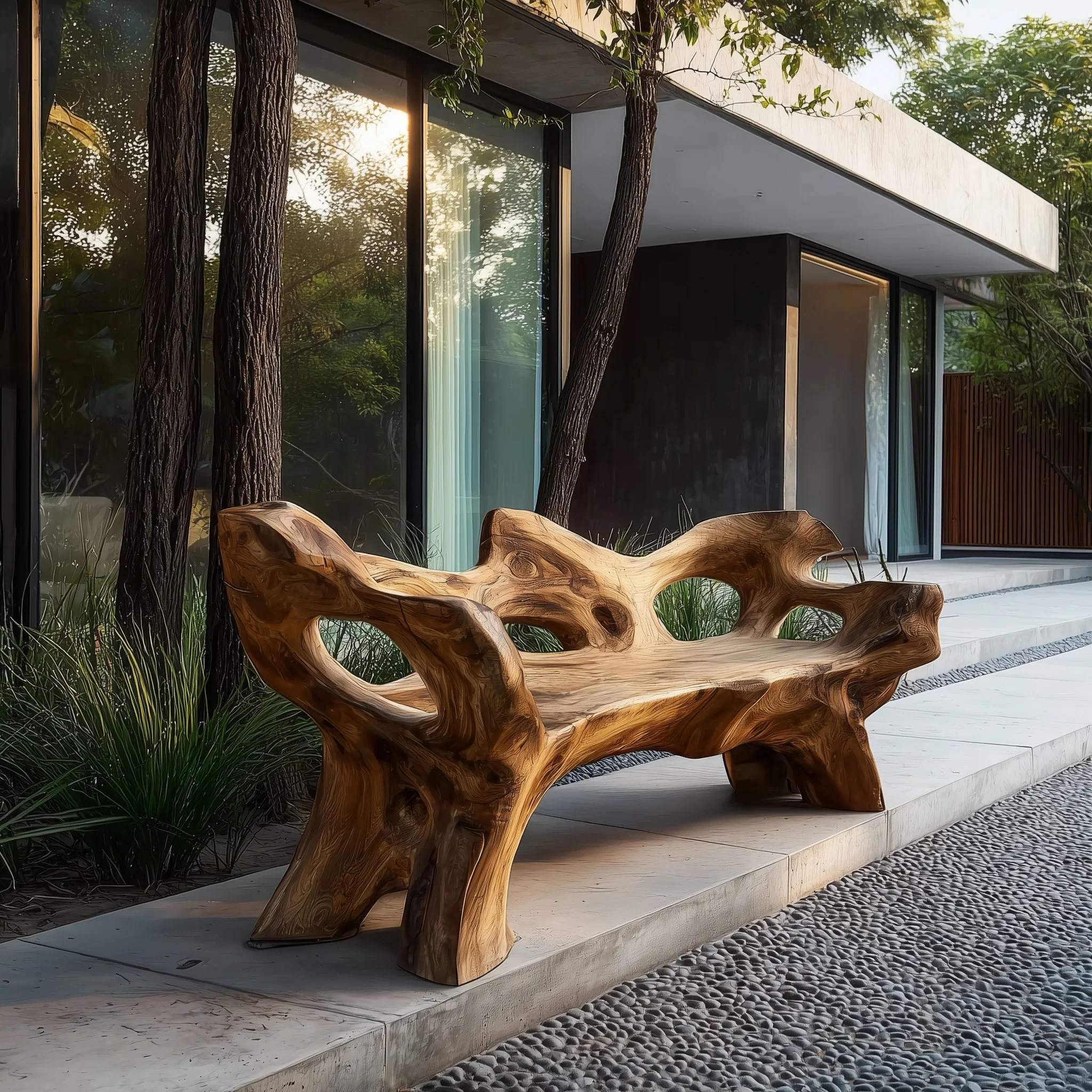 Handgemaakte Massief Houten Bank – Binnen- & Buitenbank met Live Edge, Op Maat