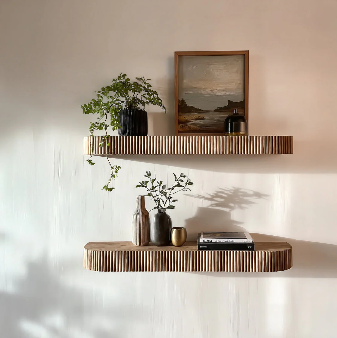 Handgemaakte Live Edge Massief Houten Zwevende Plank – Rustiek Wandmeubel voor Keuken en Badkamer