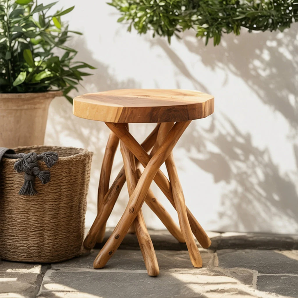 Rustieke Houten Bijzettafel – Handgemaakte Natuurlijke Drijfhouten Tafel, Boho Boerderijstijl Decoratie