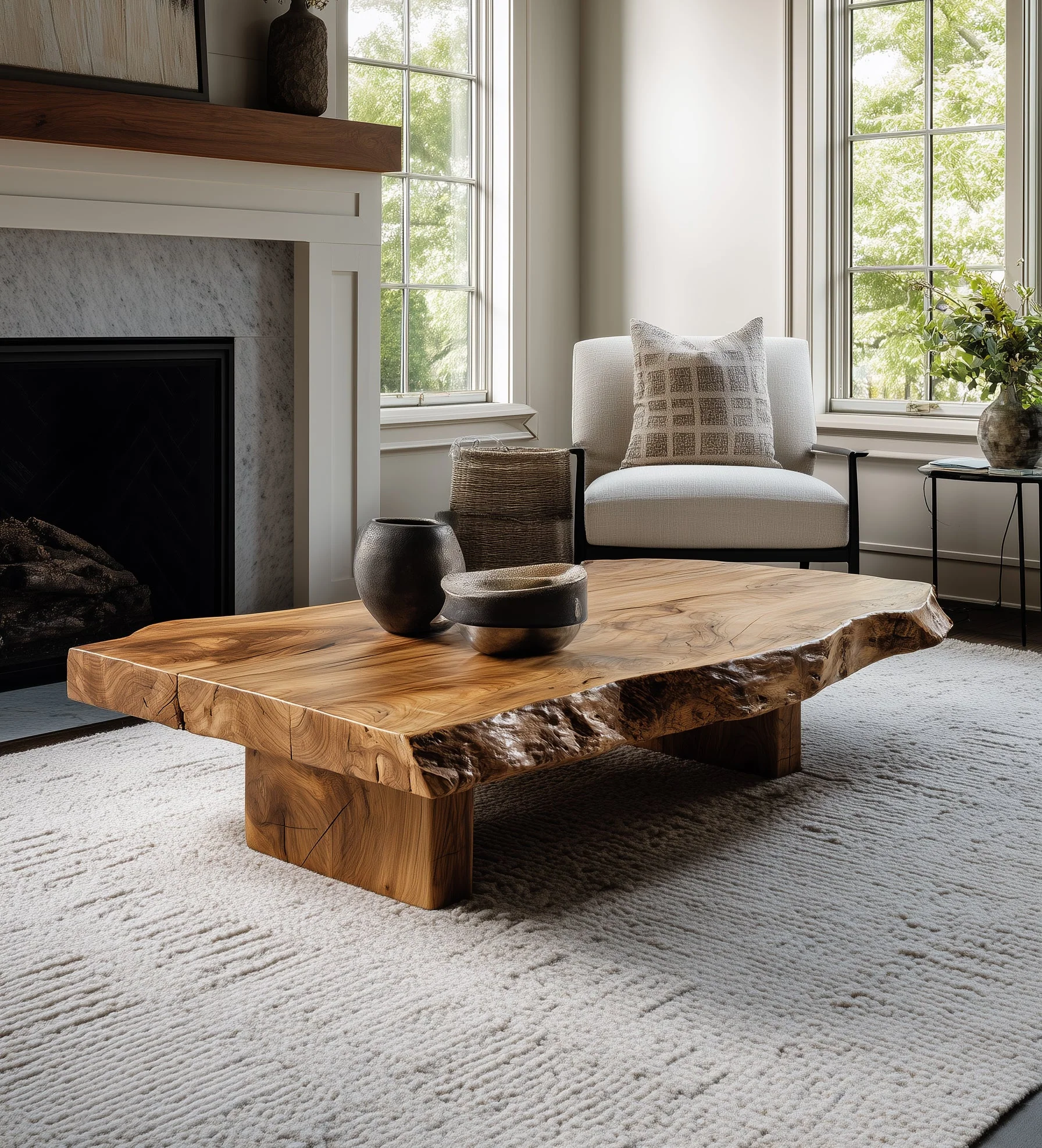 Rustieke Lage Salontafel – Live Edge Gerecycled Hout voor Eet- of Boerderijstijl Woonkamers
