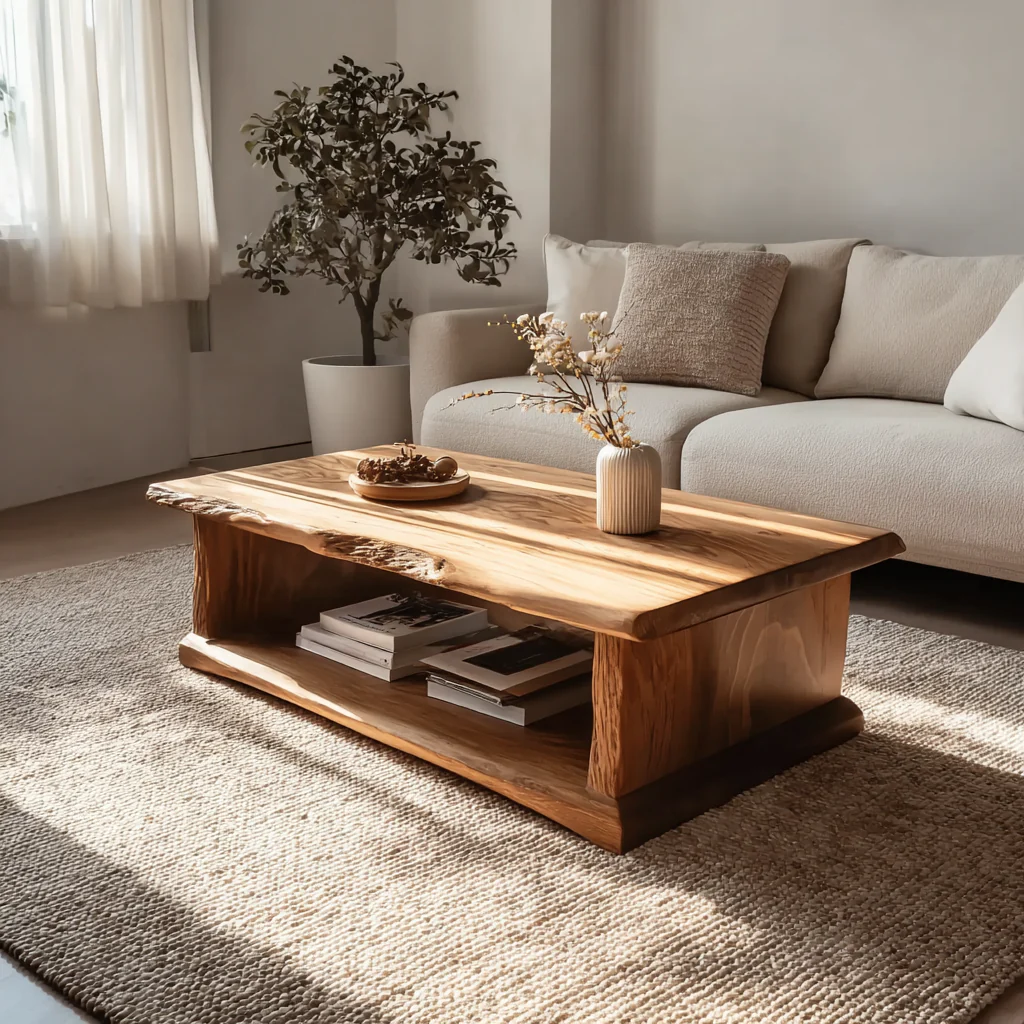 Handgemaakte Driftwood Salontafel – Moderne Live Edge Tafel van Gerecycled Hout