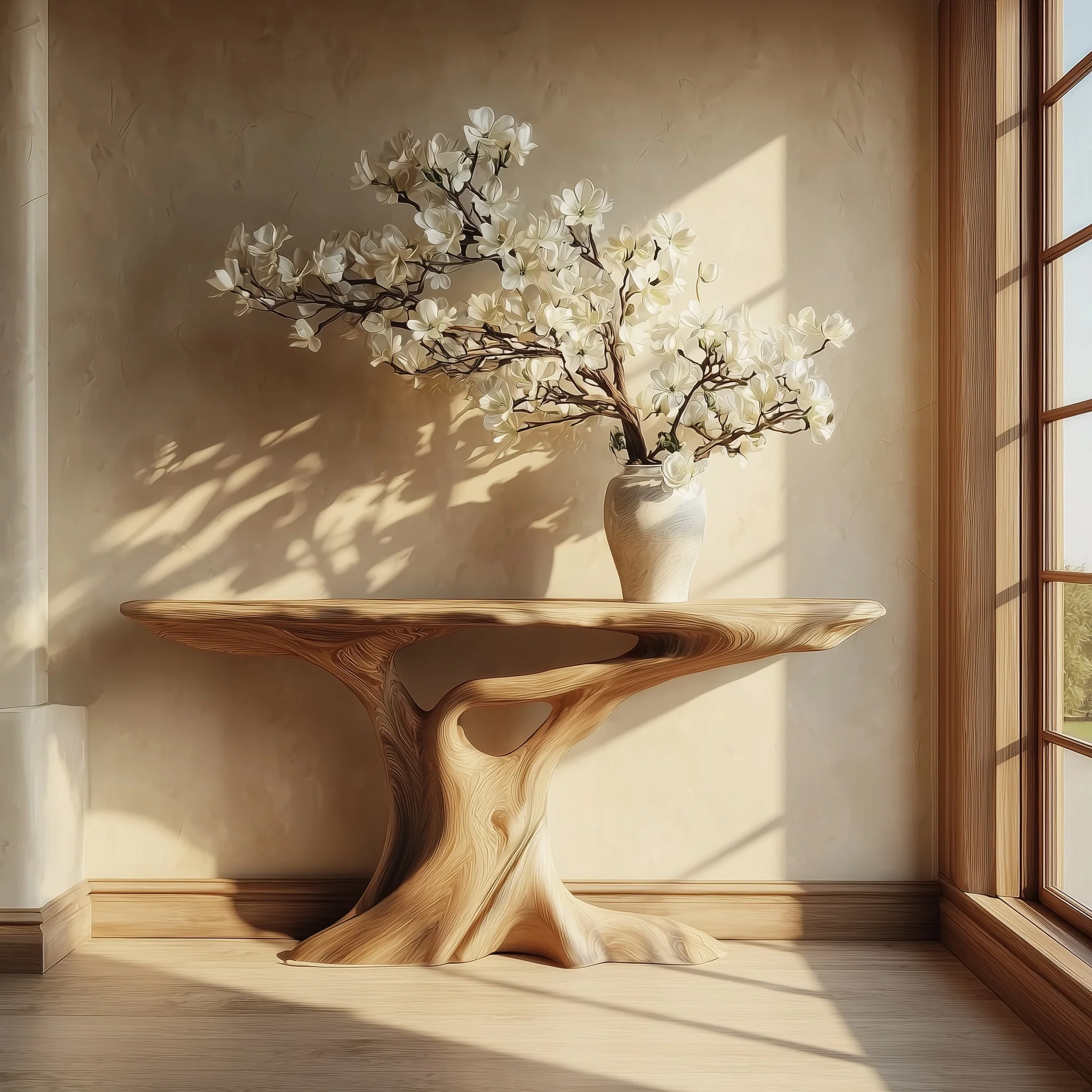 Handgemaakte Live Edge Consoletafel – Rustieke Boerderijstijl Haltafel