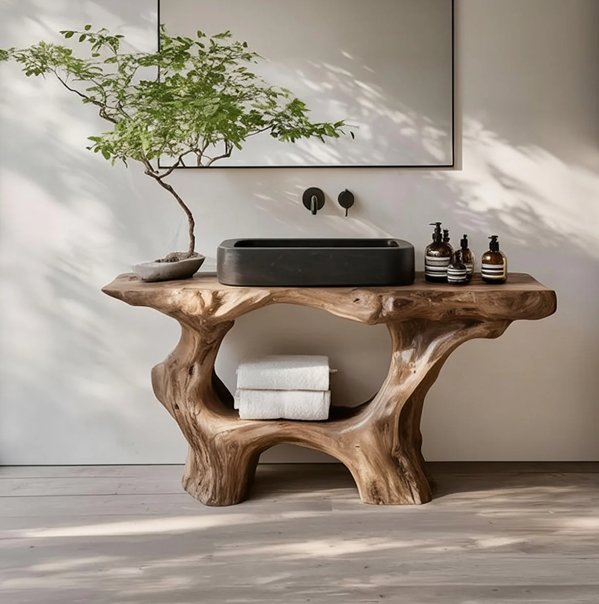 Landelijke Massief Houten Badkamermeubel Voor Een Rustieke Badkamer