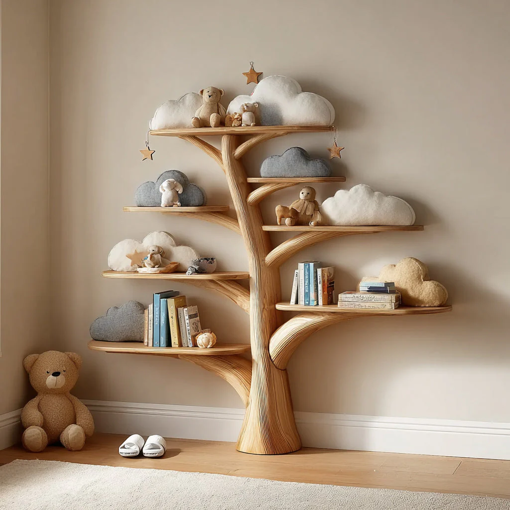 Handgemaakte Kinderboekenplank – Massief Houten Zwevende Planken voor Kinderkamer & Montessori Display