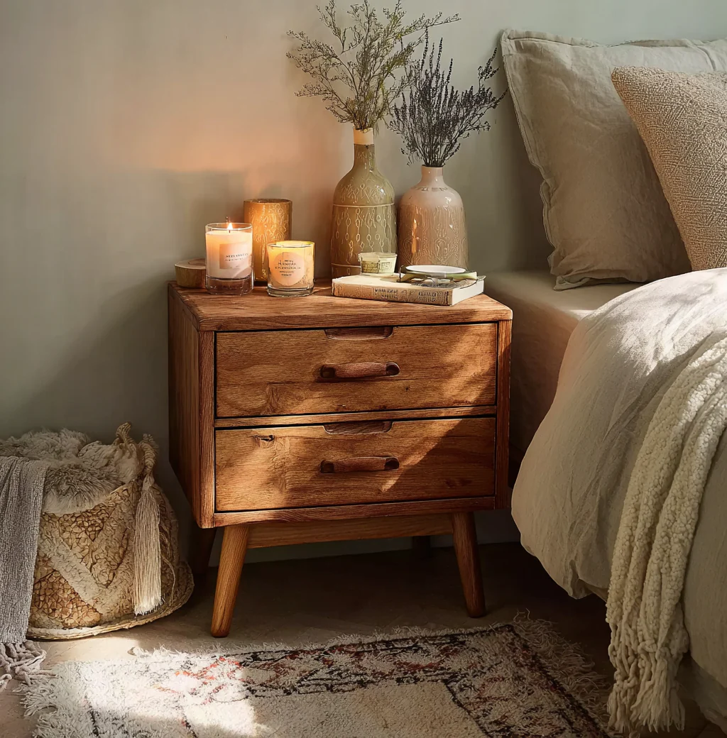 Verplaatsbaar Nachtkastje – 2-Lagen Roltafel met Wielen voor Bank, Bed of Woonkamer