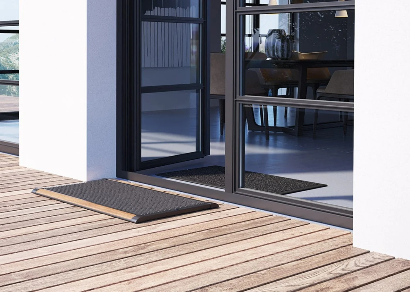 Deurmat outdoor (div. afmetingen) | RiZZ | antraciet / teak