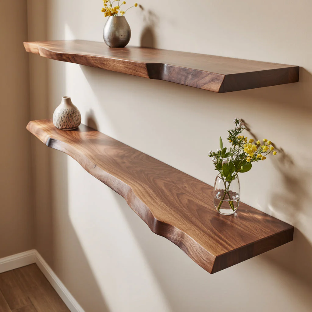 Massief Houten Live Edge Zwevende Plank Voor Woonkamer En Keuken
