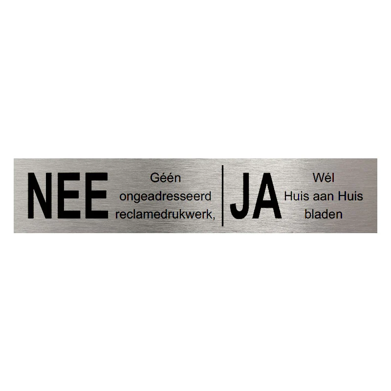 JA/NEE zelfklevend plaatje | Hardbrass | RVS/zwart