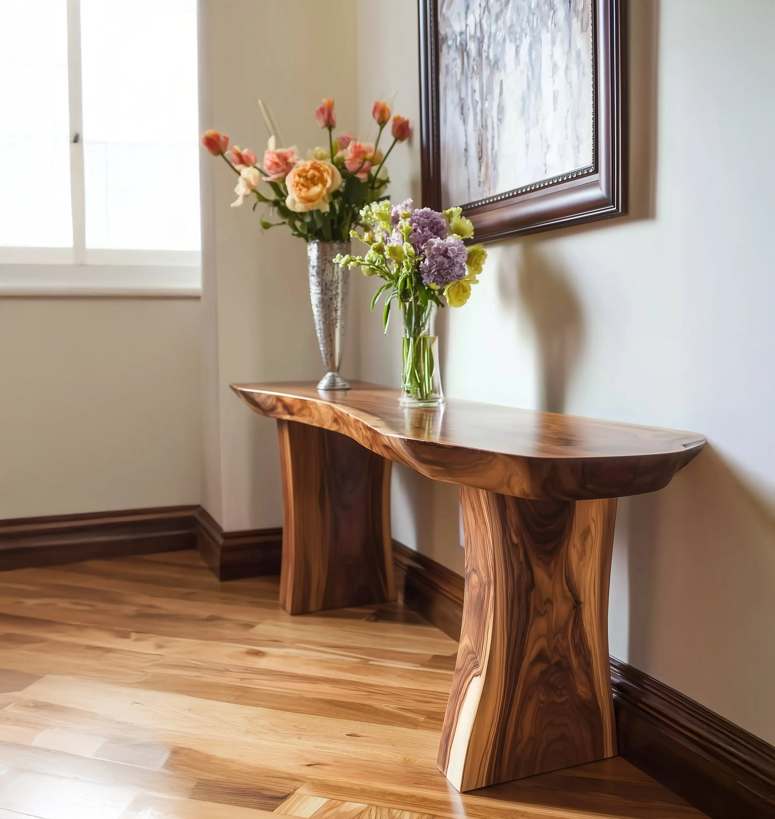 Rustieke Consoletafel van Massief Hout – Boerderijstijl Haltafel en Moderne Houten Banktafel