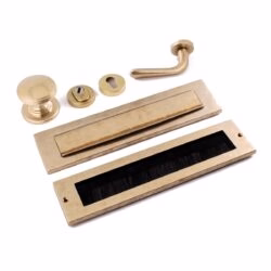 Complete voordeurset met briefplaat | Hardbrass | Getrommeld Messing Links