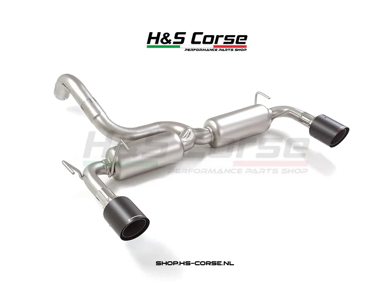 Abarth 500/595/695 Ragazzon RVS H2-Einddemper 63,5mm met Carbon eindstukken