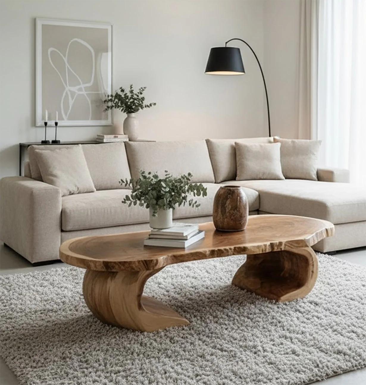 Handgemaakt Massief Houten Salontafel – Rustiek Live Edge Farmhouse Trestle Meubel