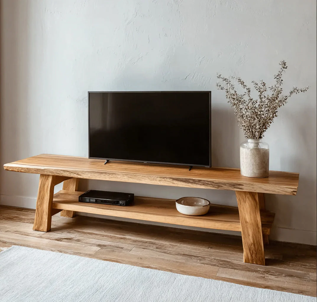Rustieke TV Kast van Gerecycled Eiken – Massief Houten Console met Opbergruimte voor Woonkamer