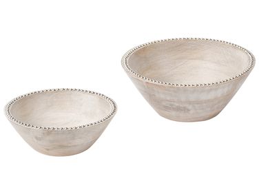 Set of 2 Bowls LUXOR Mango Wood Light Brown