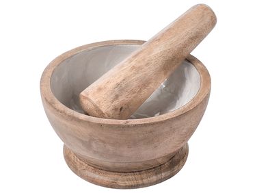 Mortier et pilon QENA Bois de manguier Marron/blanc