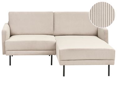 Corner Sofa 2 Seater BREDA Corduroy Beige Left Hand