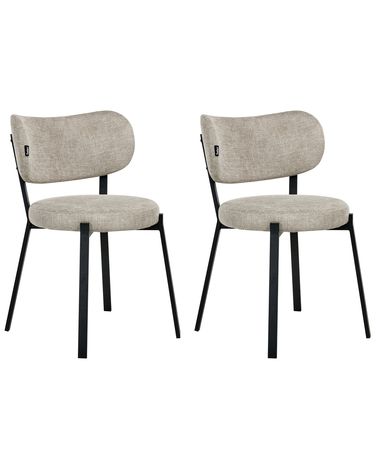 Lot de 2 chaises de salle à manger BRONTE Tissu Beige