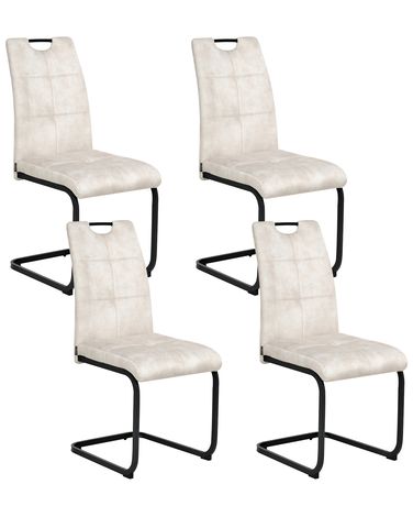 Lot de 4 chaises de salle à manger CISCO Tissu Beige clair