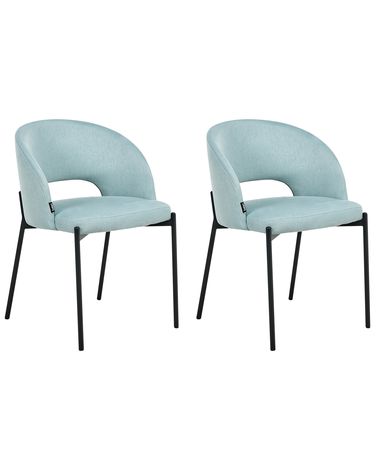 Lot de 2 chaises de salle à manger PENNY Tissu Bleu clair