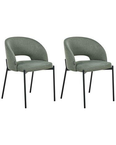 Lot de 2 chaises de salle à manger PENNY Tissu Vert foncé