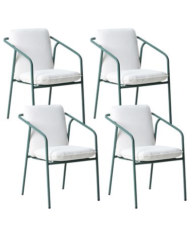 Lot de 4 chaises de jardin avec coussins ASCIANO Métal Vert