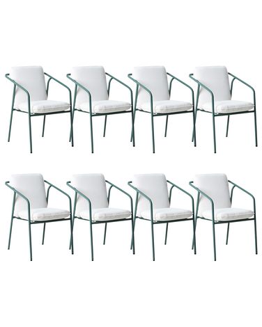 Lot de 8 chaises de jardin avec coussins ASCIANO Métal Vert