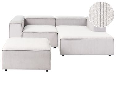 Modular Corner Sofa 3 Seater ARDAL Corduroy Off-White with Ottoman Left Hand