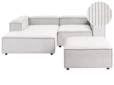 Modular Corner Sofa 3 Seater ARDAL Corduroy Off-White with Ottoman Right Hand