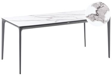 Garden Dining Table SOVARETO 180 cm 90 cm Marble Effect White Marble
