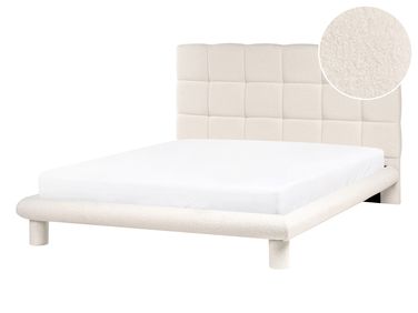 Lit avec sommier Bouclé CRESSAT 140 x 200 cm Blanc cassé