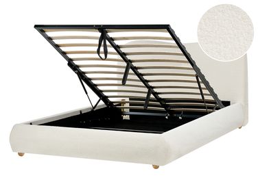 Lit ottoman Bouclé BLAGNAC 140 x 200 cm Blanc cassé