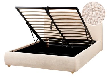 Lit ottoman Bouclé BLAGNAC 140 x 200 cm Beige clair