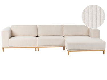 Corner Sofa 5 Seater VENG Corduroy Light Beige Left Hand