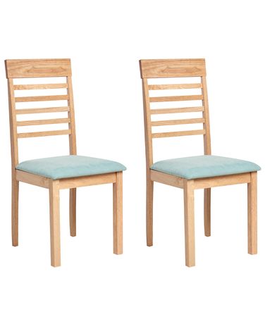 Lot de 2 chaises de salle à manger ORTLEY Bois Marron clair/menthe