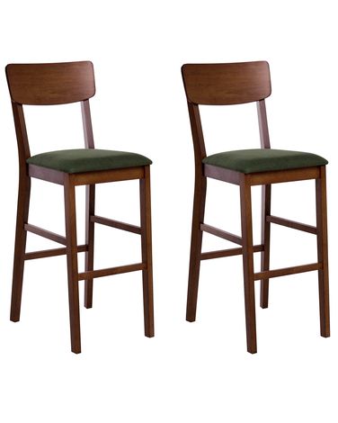 Lot de 2 chaises de bar AMBLER Bois Marron foncé/vert