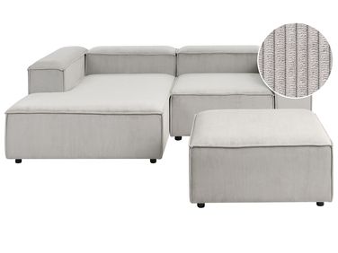 Modulaire hoekbank 3-zits ARDAL Corduroy Taupe met ottomaan rechtszijdig