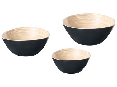 Set van 3 decoratieve schalen BONHEUR Bamboe Zwart