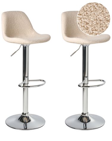 Lot de 2 tabourets de bar KAHLA Bouclé Beige clair