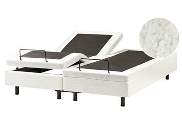 Lit réglable sans tête de lit Bouclé DUKE 160 x 200 cm Blanc cassé