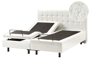 Lit réglable Bouclé DUKE 160 x 200 cm Blanc cassé