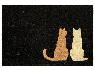 Paillasson NAPALIT Noir 60 x 90 cm Chat Fibre de coco