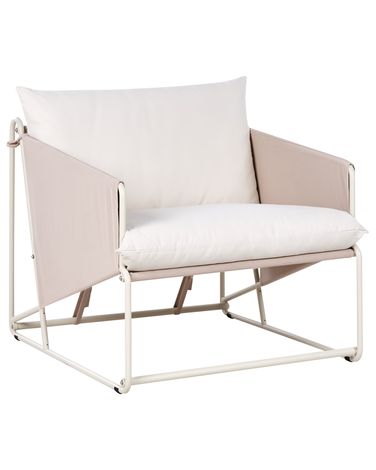 Garden Chair with Cushion PONTE Metal Light Beige