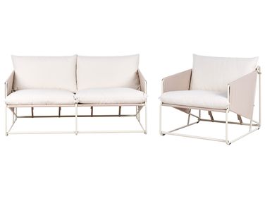 Garden Sofa Set 3 Seater PONTE Metal Light Beige