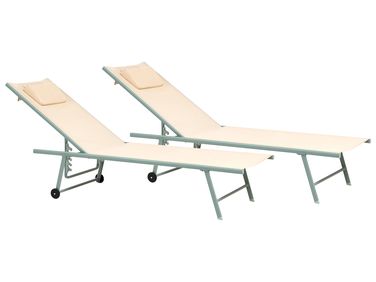 Lot de 2 transats SORONI Métal Beige