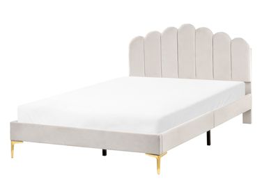 Lit avec sommier Velours SAUVIAN 140 x 200 cm Blanc cassé