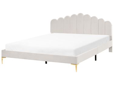 Lit avec sommier Velours SAUVIAN 180 x 200 cm Blanc cassé