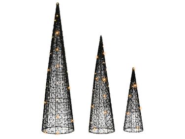 Set van 3 kerstdecoraties LED VEJLESO Kerstboom 40/60/80 cm Zwart